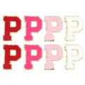 Toppe lettera P in ciniglia con bordo glitter dorato per vestiti cappelli borse accessori - Lettera P (F6339) / 5.5cm Autoadesivo (8 Pezzi/Confezione)