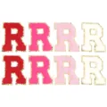 Toppe con lettera R in ciniglia colorata con bordo glitterato dorato per accessori fai da te. - Lettera R (F6339) / 5.5cm Autoadesivo (8 Pezzi/Confezione)