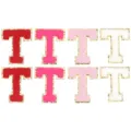 Toppa con lettera T in ciniglia e glitter oro per accessori fai da te e vestiti. - Lettera T (F6339) / 5.5cm Autoadesivo (8 Pezzi/Confezione)
