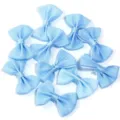 Dettagli in primo piano di fiocchi piatti in nastro a quadretti blu chiaro per accessori. - 3.5cm*5.5cm / Blu
