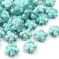 Perline di fiori a cinque petali in ceramica turchese smaltata per braccialetto fai da te. - Fiore Verde
