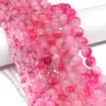 Perline rotonde in calcedonio rosa pietre preziose accessori fai da te per gioielli - Dimensione 4mm (Circa 88 Pezzi) / Rosso rosa
