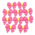 Roze PVC zachte rubberen strik DIY bedels voor haarspelden telefoonhoesjes en schoenen. - Strik Patch / 20 Stuks (Ongeveer 41.5x46mm) / Dieproze