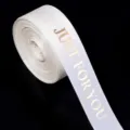 Λευκή κορδέλα grosgrain με χρυσή εκτύπωση για συσκευασία δώρου και διακόσμηση DIY - Μπεζ