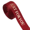 Red grosgrain ribbon with gold printed text for gift packaging, floral decoration and DIY bows. - 10 Yards Pack (Width 1cm) / Burgundy