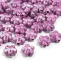 Perline ceramica cinque petali viola, ciondoli fai da te sfusi per bracciali e gioielli fatti mano. - Fiore Viola