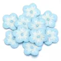 Blue white plum blossom embroidered patch DIY clothing repair accessory cute flower patch - 10 Pieces/Pack / Blue