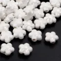 Perline in ceramica bianca a forma di fiore a cinque petali per creazione di gioielli fai da te. - Bianco Floreale