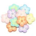 Colorful plum blossom embroidery patches with metallic gold threads for DIY clothing crafts. - 10 Pieces/Pack / Random Mixed Colors