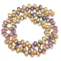 Galvanisierte Glas Tropfenperlen, bunte Farbverlauf lose Perlen für DIY Schmuckherstellung. - Horizontales Loch Wassertropfen / 95 Stück/Packung / Lila & Gelb