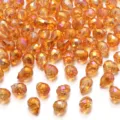 Gefaseerde kristallen glasparel voor DIY sieraden, mooie amberkleurige iriserende losse kralen. - Gefacetteerde Aardbei (Horizontaal Gat) / Ca. 6x8mm (30 Stuks/Verpakking) / Goud Roosrood