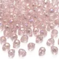 Roze kristal druppel facetkraal detail voor DIY handgemaakte sieraden accessoires onderdelen. - Gefacetteerde Aardbei (Horizontaal Gat) / 6x8mm (Verpakking van 30) / Lichtroze Nieuw AB