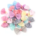 Pinzas de pelo con lazo de tela a rayas de colores, pequeños lazos para accesorios de bricolaje. - 3.5cm*5.5cm / Colores Mezclados al Azar