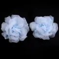 Double-layer mesh rose fabric flower detail, handmade DIY hair accessory material. - Blue