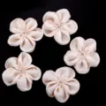 Fabric five-petal flower satin DIY accessories for hair clips, clothing, shoes, and bags decor. - 5 Pieces/Pack (6-7cm) / Beige