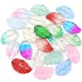 Close-up of colorful leaf-shaped glass beads, ideal for DIY jewelry making and hair accessories. - Wide Leaf