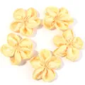 Close-up detail of yellow satin 5-petal flower DIY handmade hair accessories and craft supplies - 5 Pieces/Pack (6-7cm) / Yellow