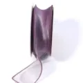 Vista detallada de cinta de organza morada, tela transparente para envolver regalos. - Púrpura Oscuro