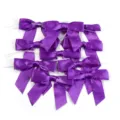 Nœuds en ruban de satin violet avec attache torsadée pour emballage cadeau et fête. - Taille 9X9cm Largeur Ruban 2.5cm 16g/Paquet / Violet
