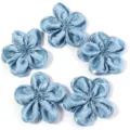 Shiny satin 5-petal flower DIY accessories for hair clips, clothing, hats, and bags. - 5 Pieces/Pack (6-7cm) / Blue