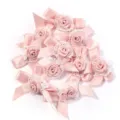Pink ribbon rose bow lace trim DIY accessories for Lolita headwear clothing bags craft - 10 Pieces Pack / Blood Bud