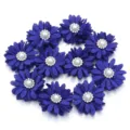 Flores de tela azul con perlas diamantes para ropa zapatos accesorios de bricolaje. - 3cm (ai-10 Piezas/Pack) / Azul zafiro