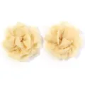 Double layer mesh rose fabric flower DIY handmade accessories for hair clips and clothing. - Yellow