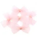 Detailed view of large pink organza bows, delicate pleated ribbon design for crafts. - Large Bow Accessory (F6292) / Pink
