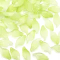 Close up of translucent green glass leaf beads, exquisite DIY jewelry making charm accessories. - 50 Pieces/Pack (9.5x20mm) / Gradient Olive Green Leaf