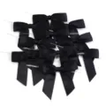 Noeuds en ruban de polyester noir avec liens torsadés pour emballage cadeau et décoration - Taille 9X9cm Largeur Ruban 2.5cm 16g/Paquet / Noir