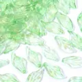 Green glass leaf beads with gold foil detail, perfect for DIY jewelry making accessories. - 50 Pieces/Pack (9.5x20mm) / Gold Foil Transparent Green Leaf
