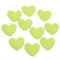 Light green heart resin flatbacks detail view, perfect for custom phone case and hair clip DIY. - 10 Pieces Pack / Fruit Green