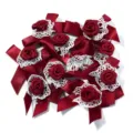 Burgundy ribbon rose lace bow accessories detail view, crafted for lolita hair clips and crafts. - 10 Pieces Pack / Fuschia