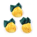 Handgemaakte 3D rozenbloemknoppen van satijnstof met groen blad voor DIY kledingaccessoires - 5-6cm / Geel