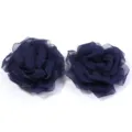 Dark blue double layer mesh rose flower fabric DIY hair accessory clothing part detail view - Navy Blue