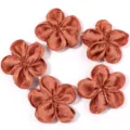 Detailed closeup of glossy satin five-petal fabric flowers, perfect for DIY hair clips. - 5 Pieces/Pack (6-7cm) / Orange