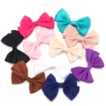 Détails de nœud papillon double en satin coloré, idéal pour pinces à cheveux et accessoires. - 10 Pièces/Paquet (4x6cm) / Couleurs Mélangées Aléatoires