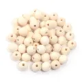 Natürliche Holzperlen zum Basteln, unlackierte runde Perlen mit Bohrung für DIY. - 6mm Außendurchmesser, 2mm Loch, 100 Stück/Packung / Originalfarbe
