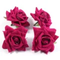 Artificial velvet rose flower heads for DIY crafts, wedding decor, and hair accessories. - Rose Head / Set of 4 / Rose Red