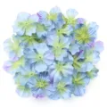 Detailed shot of blue gradient fabric flower petals, perfect for DIY crafts and hair accessories. - 60-piece Set / Teal