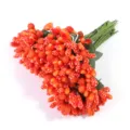 Künstliche zweifarbige Beeren Staubgefäße DIY Blumen Zubehör für Handwerk Dekoration Basteln. - Länge ca. 85mm 36 Stück/Packung / Beerenstaubblatt Orange