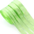 Green and white gingham polyester ribbon roll for gift wrapping, DIY crafts and clothing accessories. - Width 0.6cm / Green