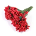 Künstliche rote Beeren Staubfäden DIY Blumen Zubehör für Handwerk und Heimdekoration. - Beerenstaubblatt Rot