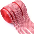 Red and white gingham ribbon roll for gift wrapping, DIY crafts, and hair accessories. - Width 0.6cm / Red White