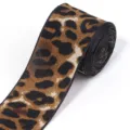 Leopard print imitation silk ribbon roll for gift wrapping, hair accessories, DIY crafts. - Width 4cm 20g / Dark Brown