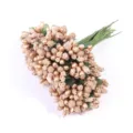Künstlicher Beeren Blumenstrauß Detailansicht, matte Blumenknospe für DIY Basteln. - Beeren-Staubblatt Gold