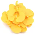 Yellow artificial fabric orchid flower heads, perfect for wedding decor and DIY hair accessories. - 5 Pieces/Pack (Approx 7.5x8cm) / Gold Yellow