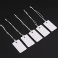 White blank price tags with elastic strings for jewelry, clothing and retail display use. - Blank Hang Tag / 25*15mm (100 Pieces) / White