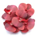 Artificial fabric orchid flower heads detail, ideal for wedding wall decor and handmade hairpins. - 5 Pieces/Pack (Approx 7.5x8cm) / Red
