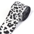 Black and white leopard print ribbon roll detail view for gift box packaging and DIY crafts. - Width 4cm 20g / White
